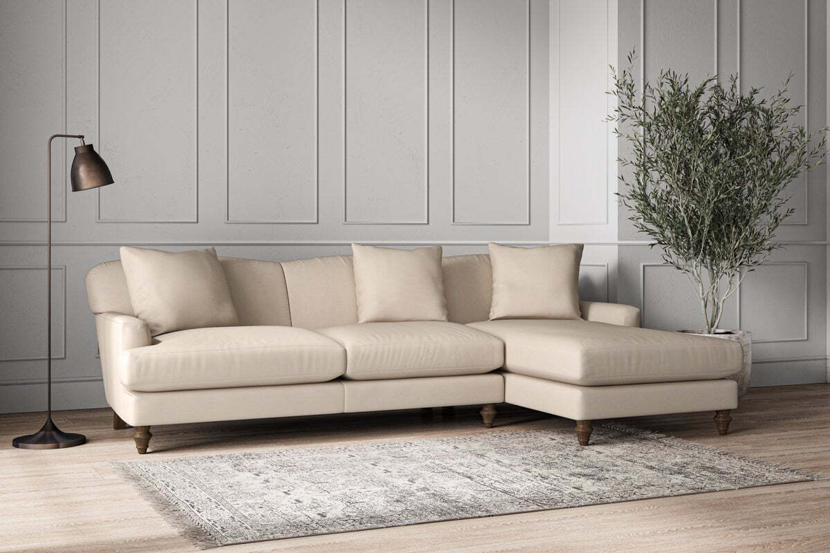 Deni Large Right Hand Chaise Sofa - Recycled Cotton Natural - Image 2