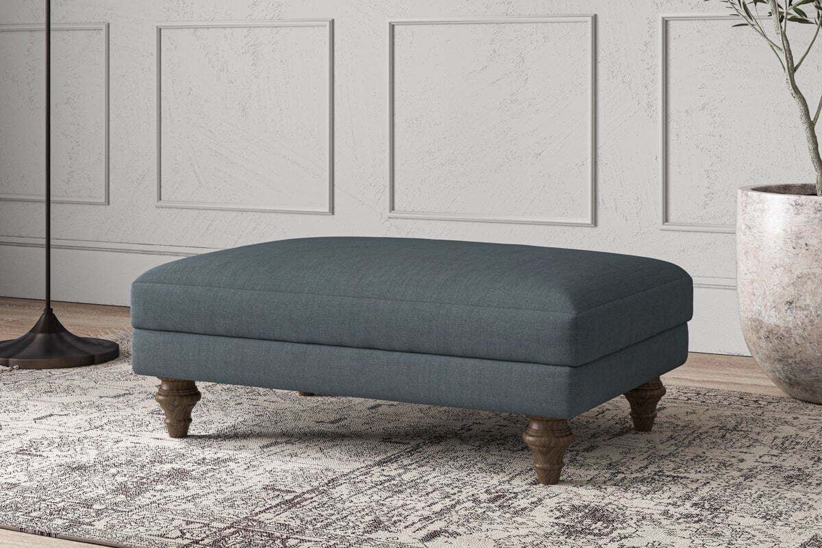 Deni Medium Footstool - Brera Linen Dusk - Image 2