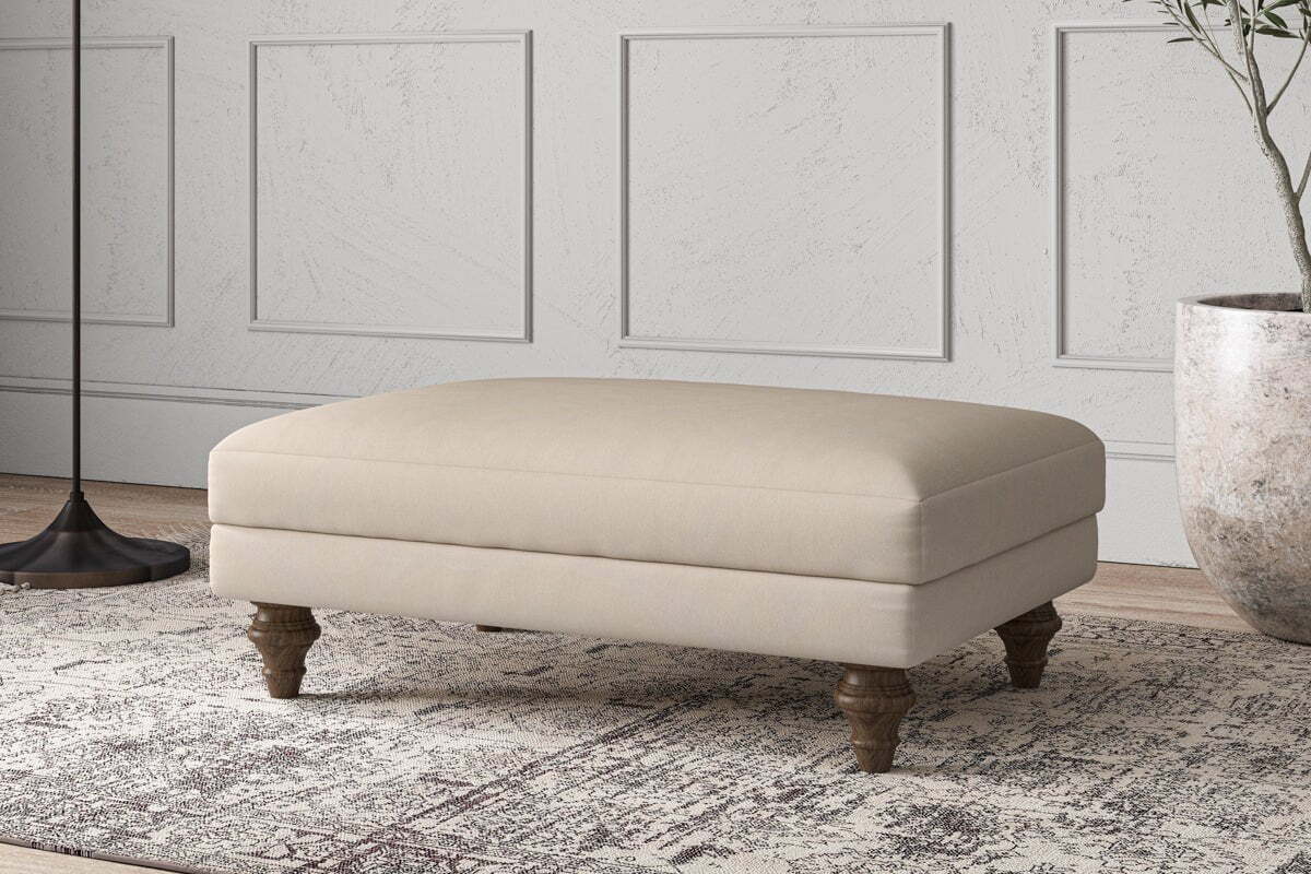 Deni Medium Footstool - Recycled Cotton Natural - Image 2