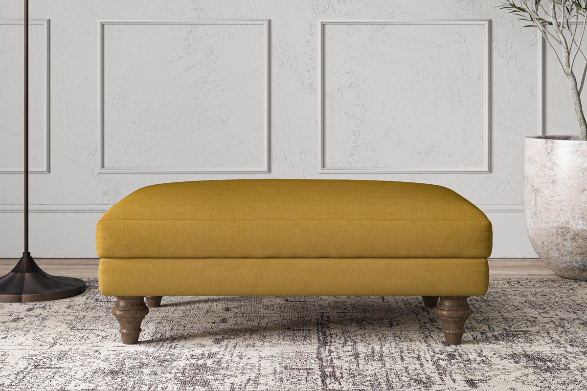 Deni Medium Footstool - Recycled Cotton Ochre