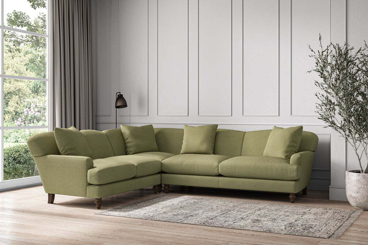 Deni Super Grand Left Hand Corner Sofa - Brera Linen Sage - Image 2