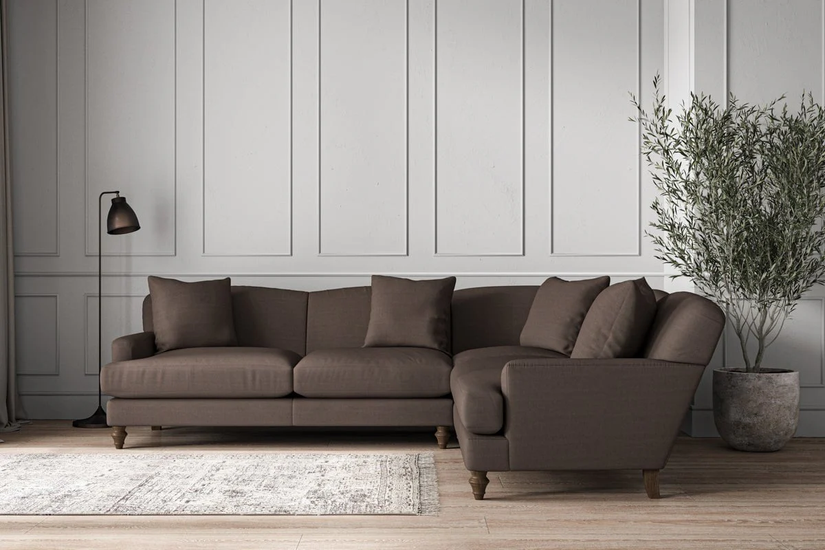 Deni Super Grand Right Hand Corner Sofa - Recycled Cotton Mocha