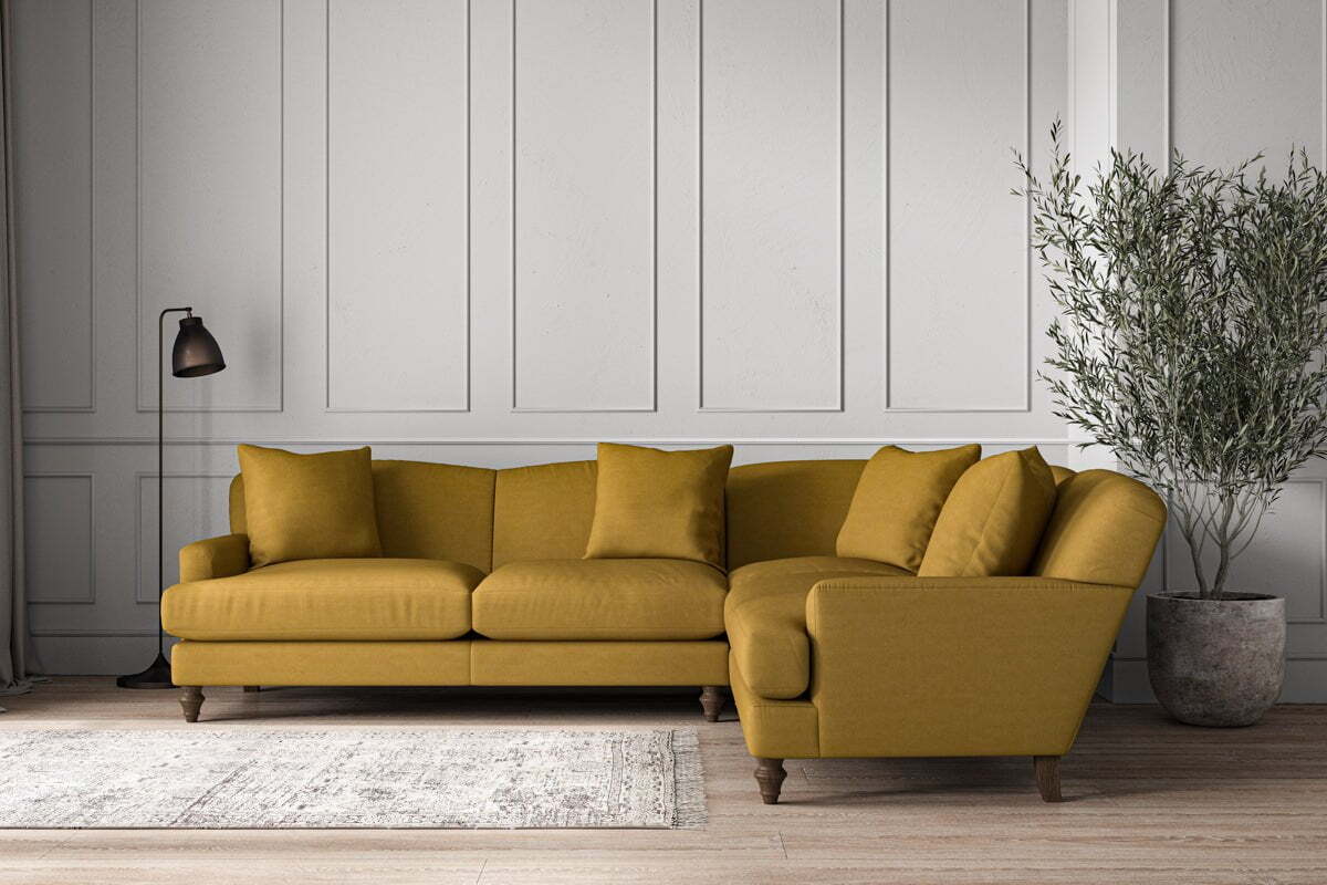 Deni Super Grand Right Hand Corner Sofa - Recycled Cotton Ochre