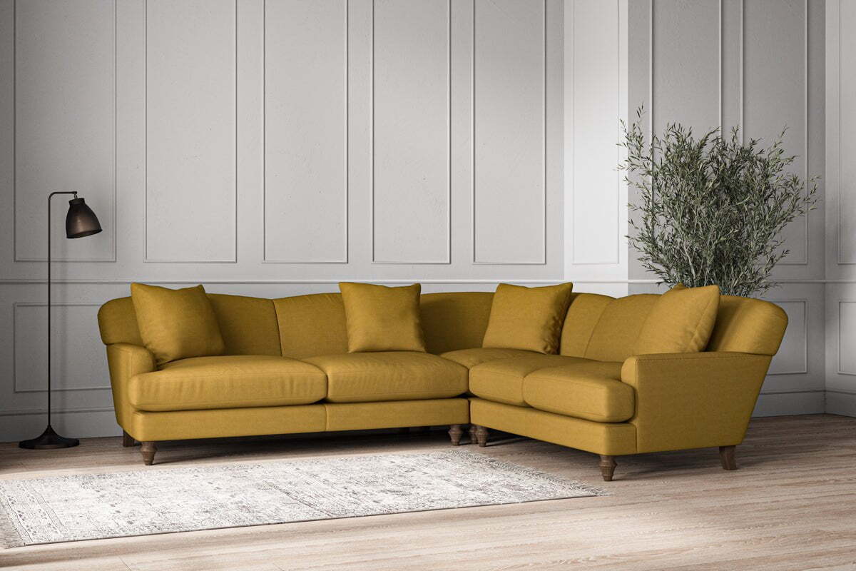 Deni Super Grand Right Hand Corner Sofa - Recycled Cotton Ochre - Image 2