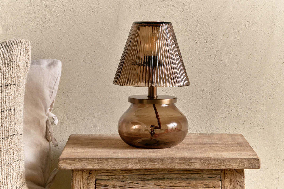 Dimalai Recycled Glass Table Lamp - Brown Smoke - Image 2