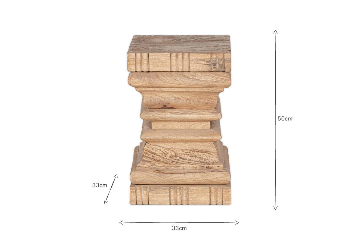 Disha Carved Mango Wood Side Table - Natural - Image 8