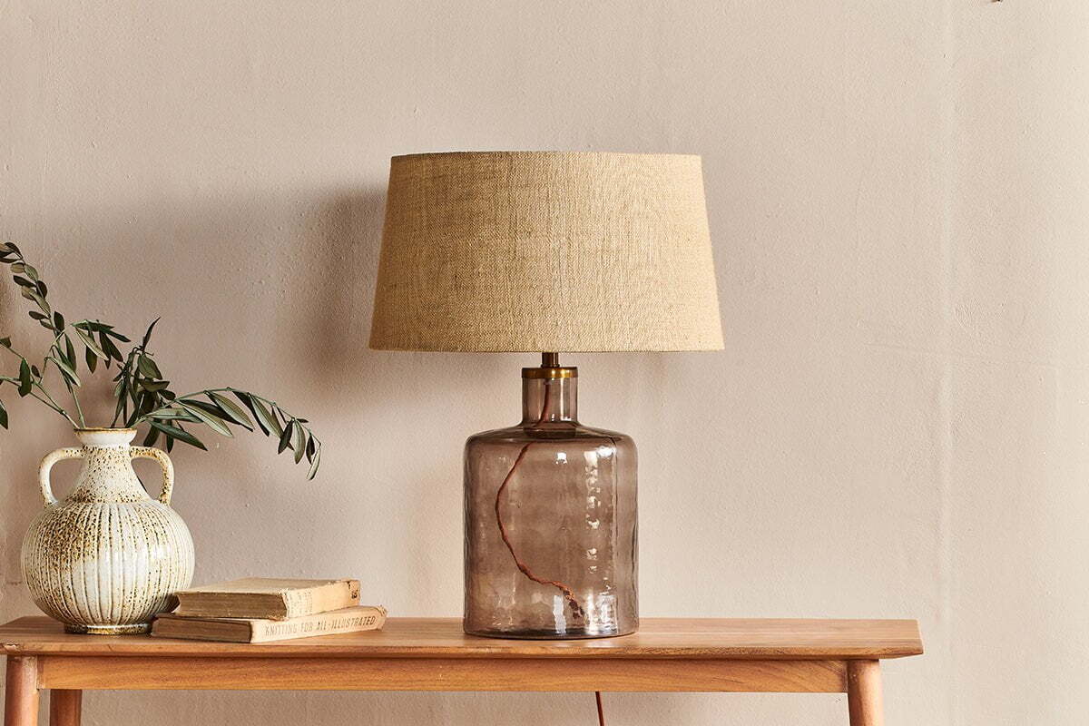 Edina Recycled Glass Table Lamp - Smoke Brown - Small - Image 2