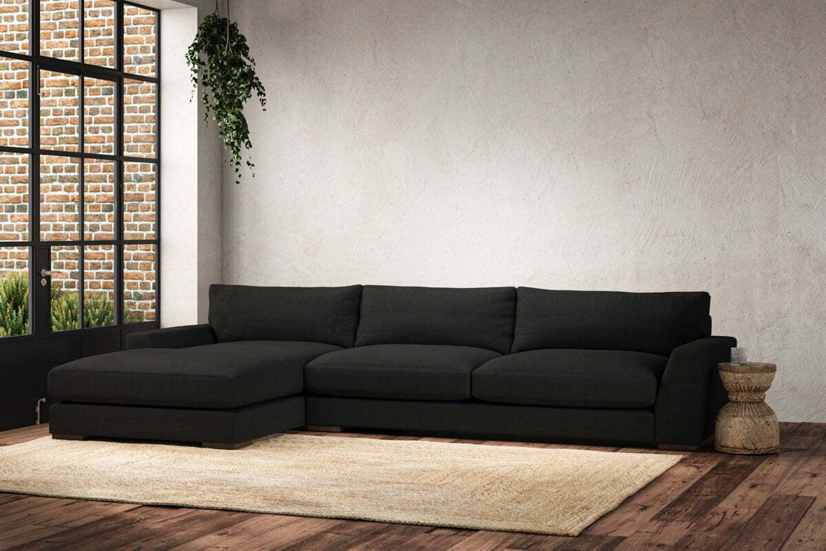Guddu Grand Left Hand Chaise Sofa - Brera Linen Charcoal - Image 2