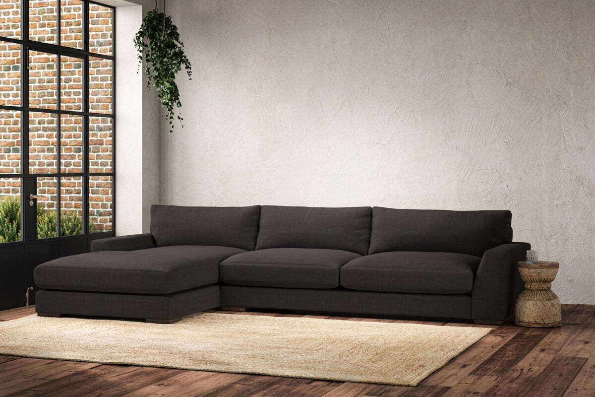 Guddu Grand Left Hand Chaise Sofa - Brera Linen Espresso - Image 2