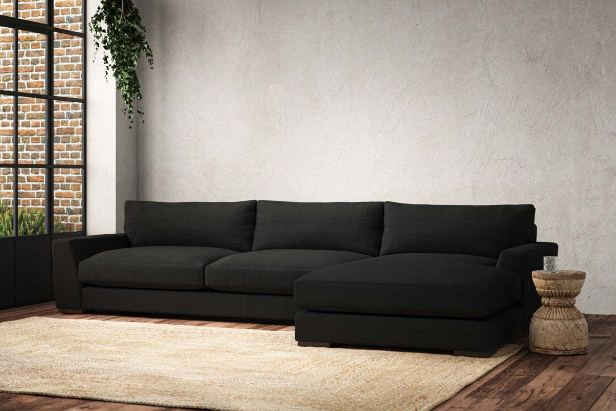 Guddu Grand Right Hand Chaise Sofa - Brera Linen Charcoal - Image 2
