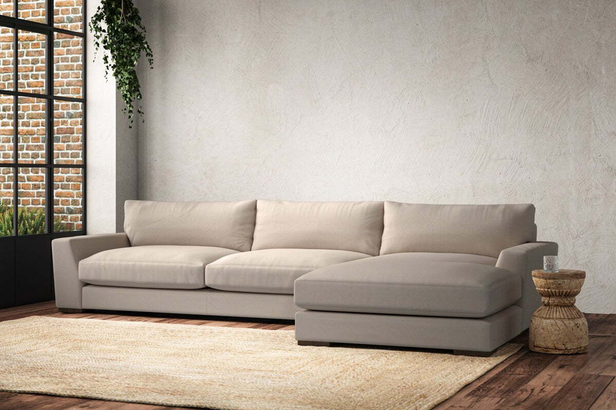Guddu Grand Right Hand Chaise Sofa - Recycled Cotton Natural - Image 2