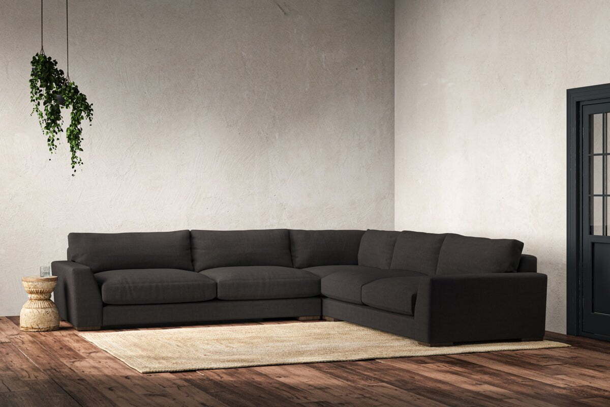 Guddu Grand Right Hand Corner Sofa - Brera Linen Espresso - Image 2