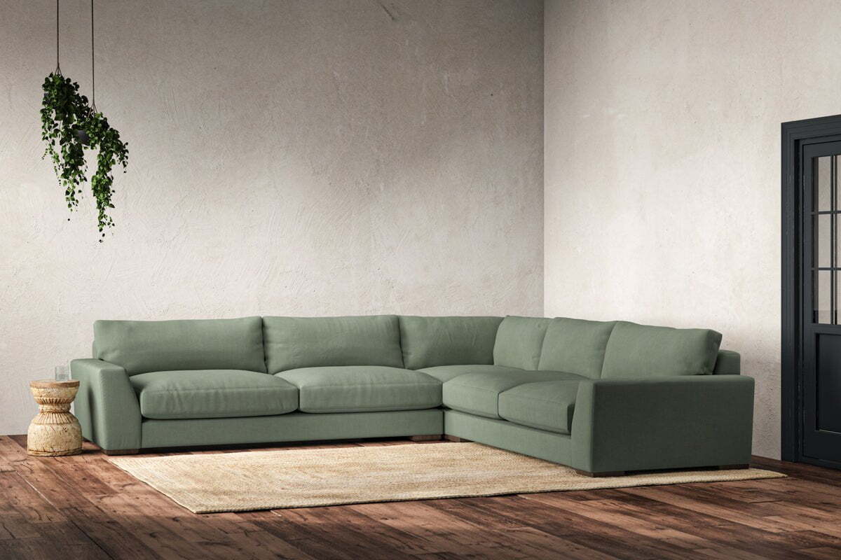 Guddu Grand Right Hand Corner Sofa - Brera Linen Jade - Image 2