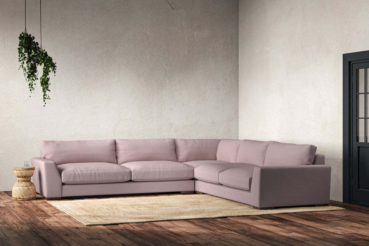 Guddu Grand Right Hand Corner Sofa - Recycled Cotton Lavender - Image 2