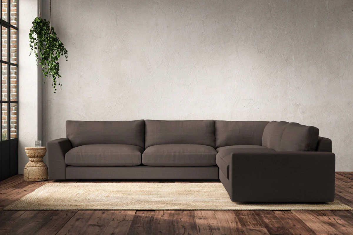 Guddu Grand Right Hand Corner Sofa - Recycled Cotton Mocha