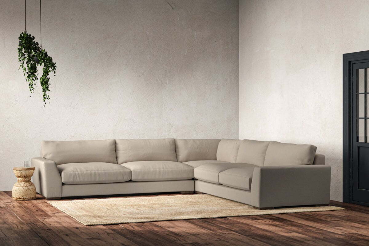 Guddu Grand Right Hand Corner Sofa - Recycled Cotton Stone - Image 2