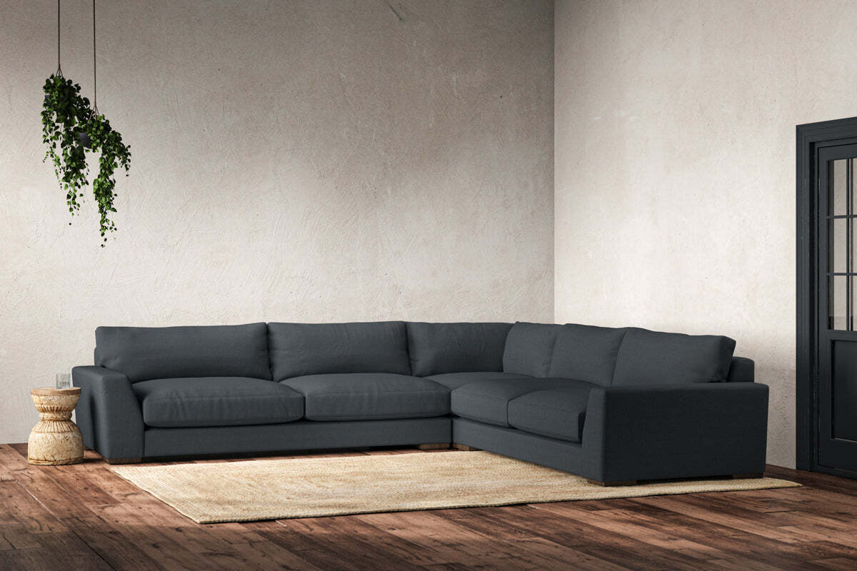 Guddu Grand Right Hand Corner Sofa - Recycled Cotton Thunder - Image 2