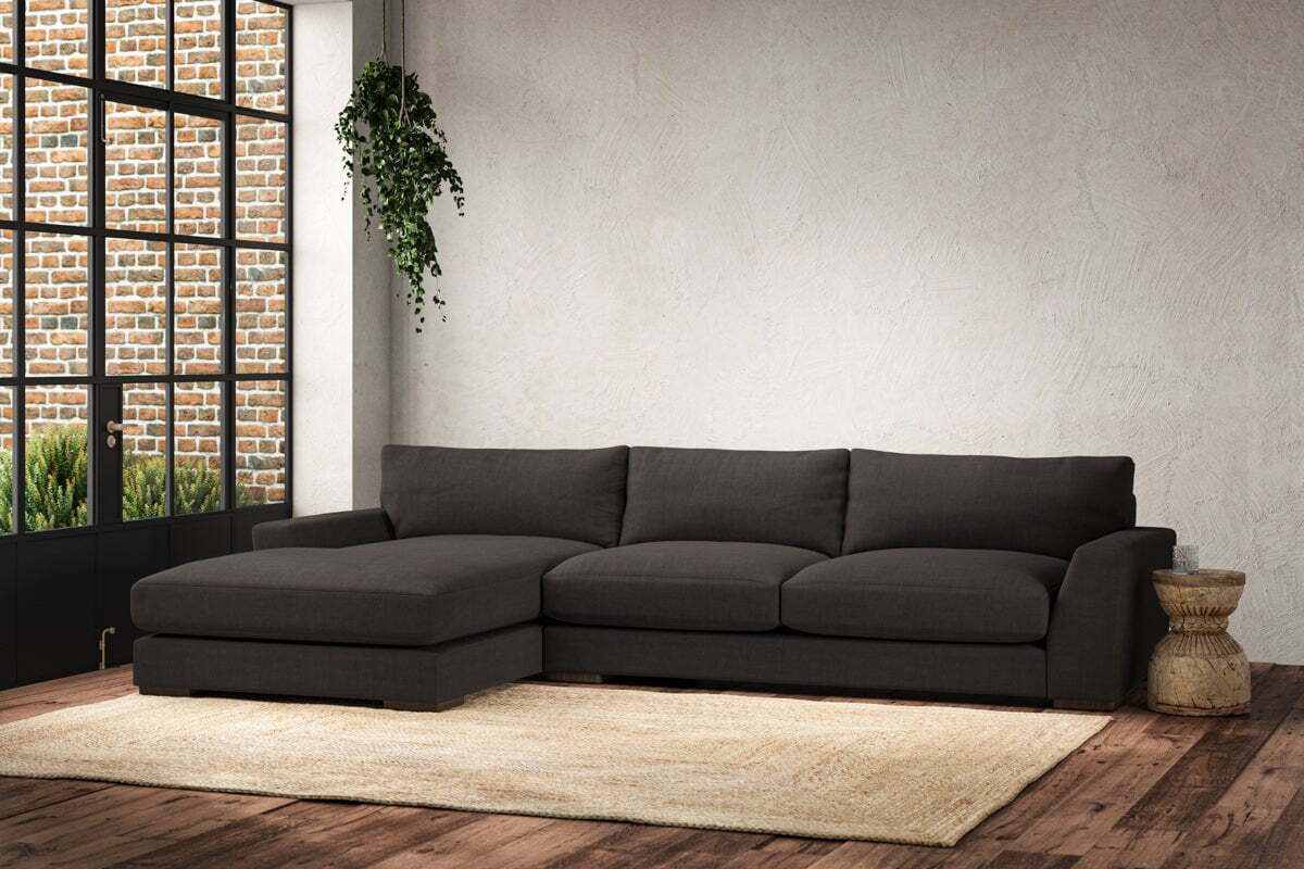 Guddu Large Left Hand Chaise Sofa - Brera Linen Espresso - Image 2