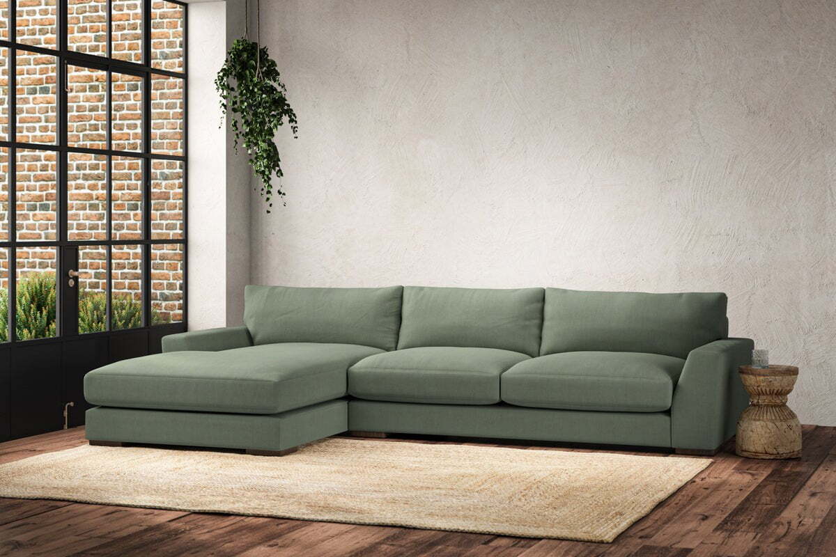 Guddu Large Left Hand Chaise Sofa - Brera Linen Jade - Image 2