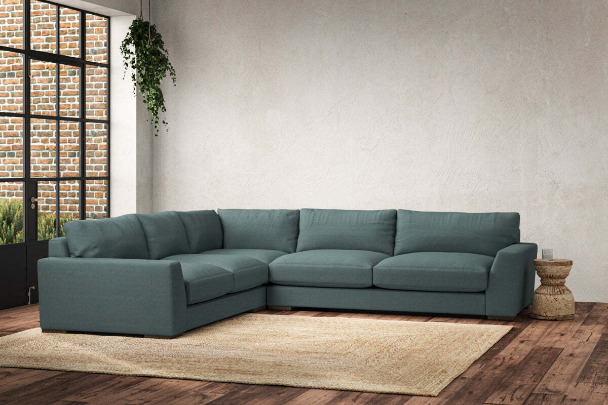 Guddu Large Left Hand Corner Sofa - Recycled Cotton Airforce - Image 2