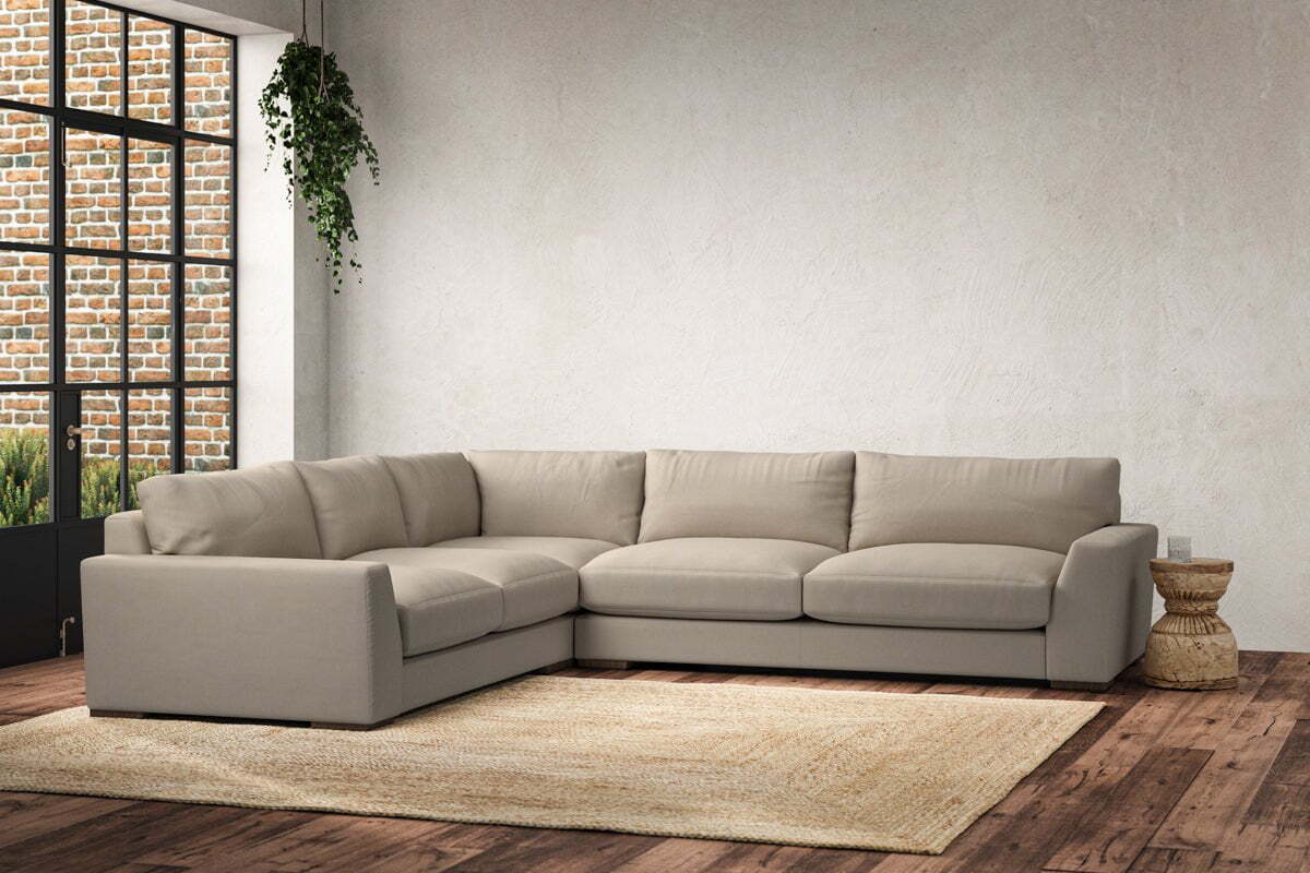 Guddu Large Left Hand Corner Sofa - Recycled Cotton Stone - Image 2