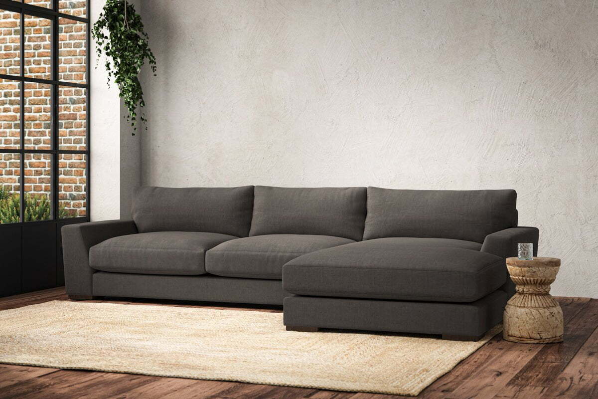 Guddu Large Right Hand Chaise Sofa - Brera Linen Granite - Image 2
