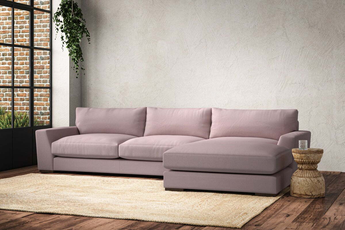 Guddu Large Right Hand Chaise Sofa - Recycled Cotton Lavender - Image 2