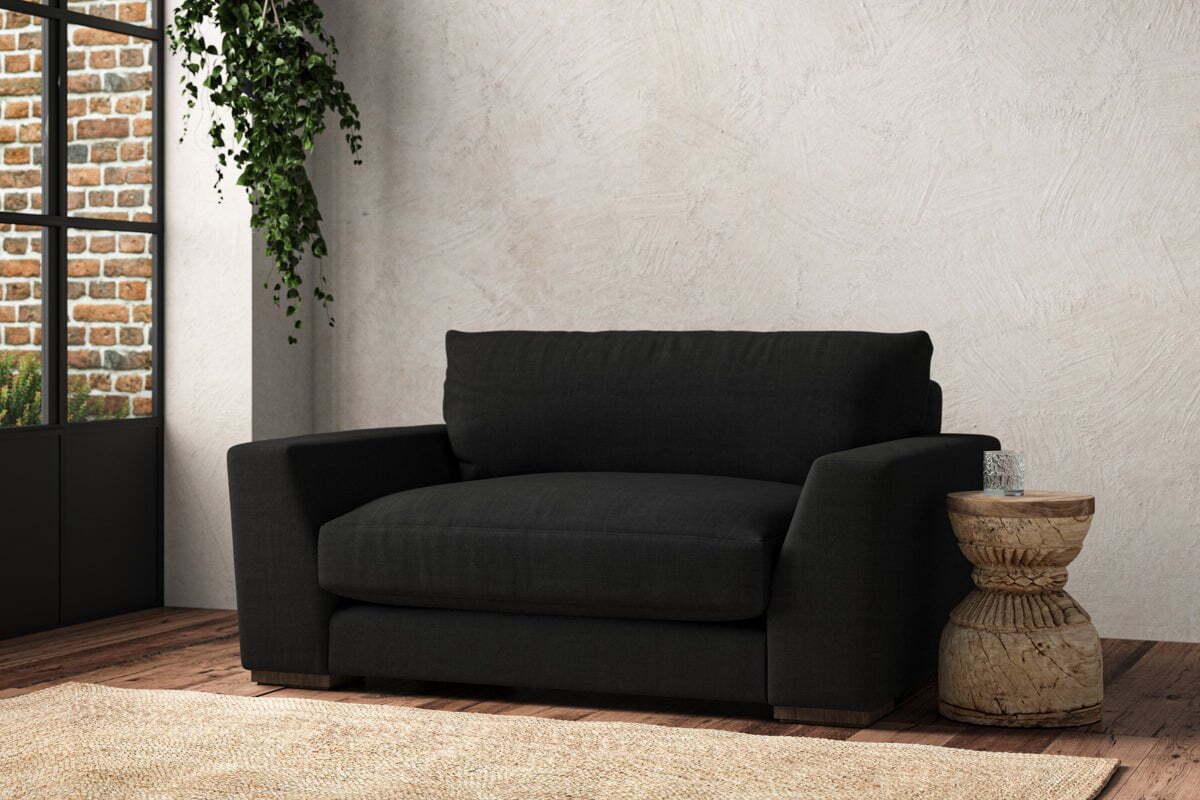 Guddu Love Seat - Brera Linen Charcoal - Image 2