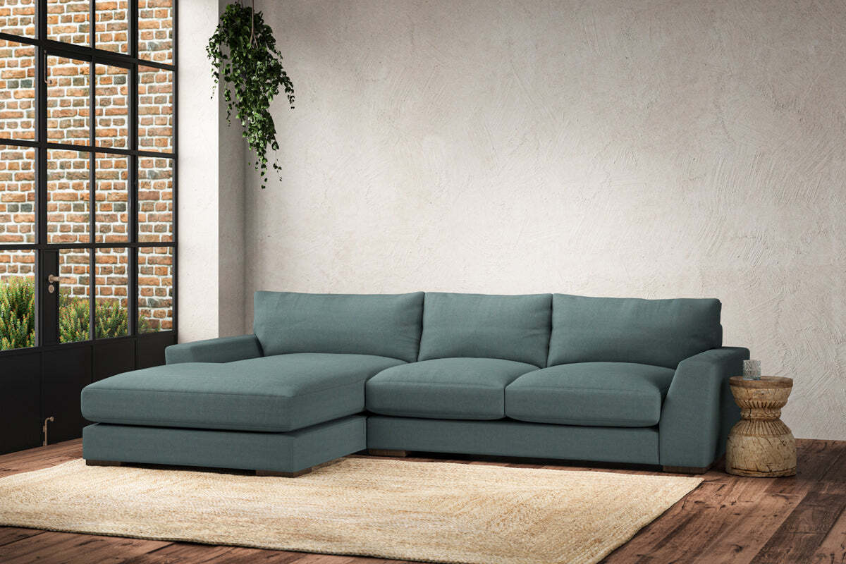 Guddu Medium Left Hand Chaise Sofa - Recycled Cotton Airforce - Image 2