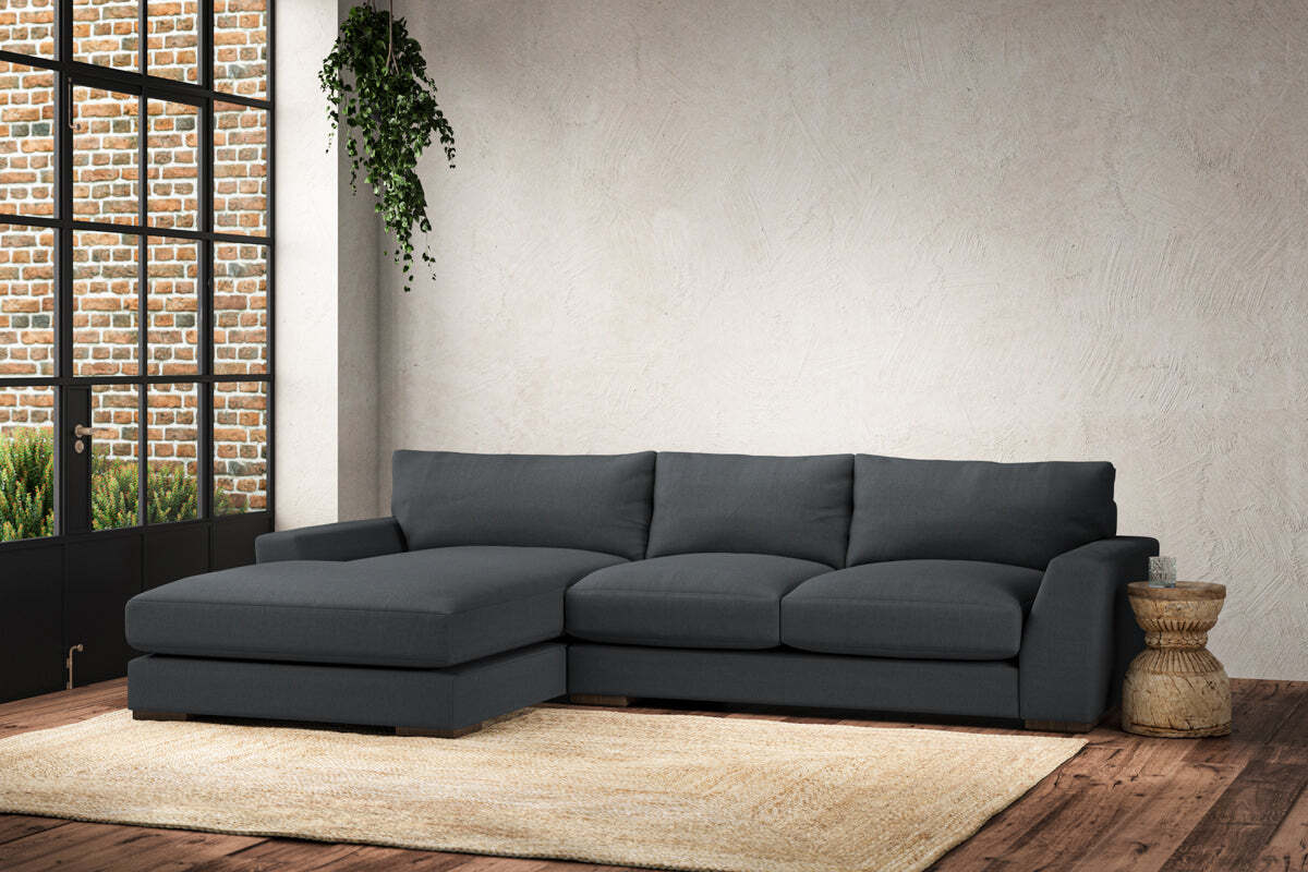 Guddu Medium Left Hand Chaise Sofa - Recycled Cotton Thunder - Image 2