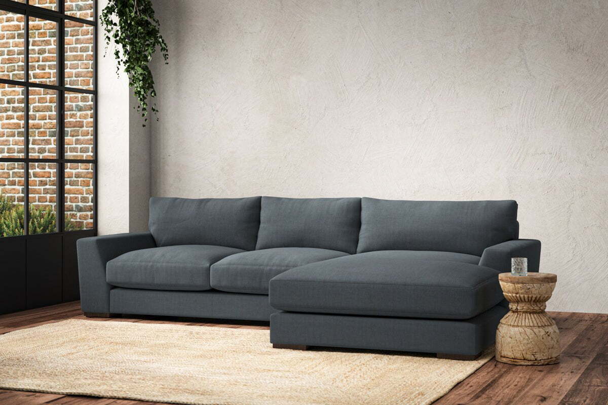 Guddu Medium Right Hand Chaise Sofa - Brera Linen Dusk - Image 2