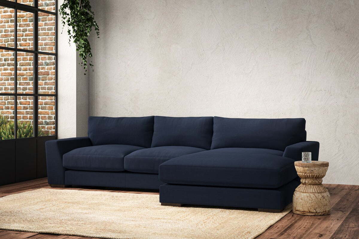 Guddu Medium Right Hand Chaise Sofa - Brera Linen Indigo - Image 2