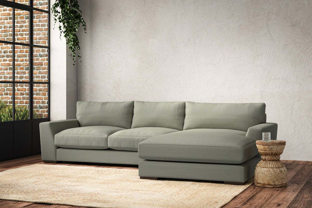 Guddu Medium Right Hand Chaise Sofa - Recycled Cotton Seaspray - Image 2