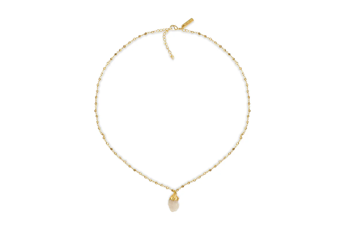 Hadari Rose Quartz Necklace - Gold - Image 4