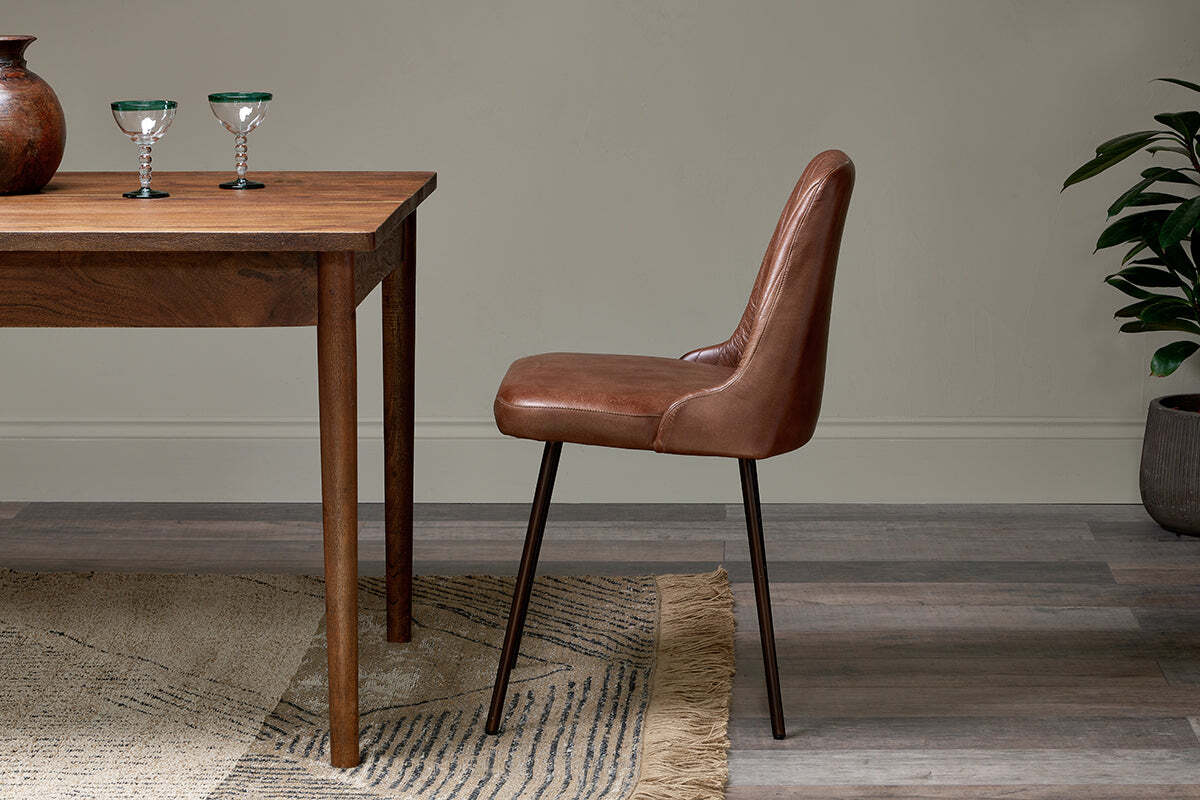 Harsha Leather Dining Chair - Chocolate Brown - Image 6