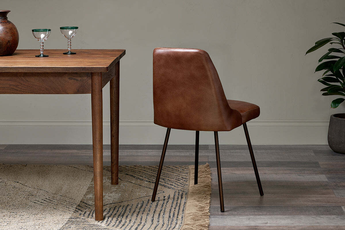Harsha Leather Dining Chair - Chocolate Brown - Image 7