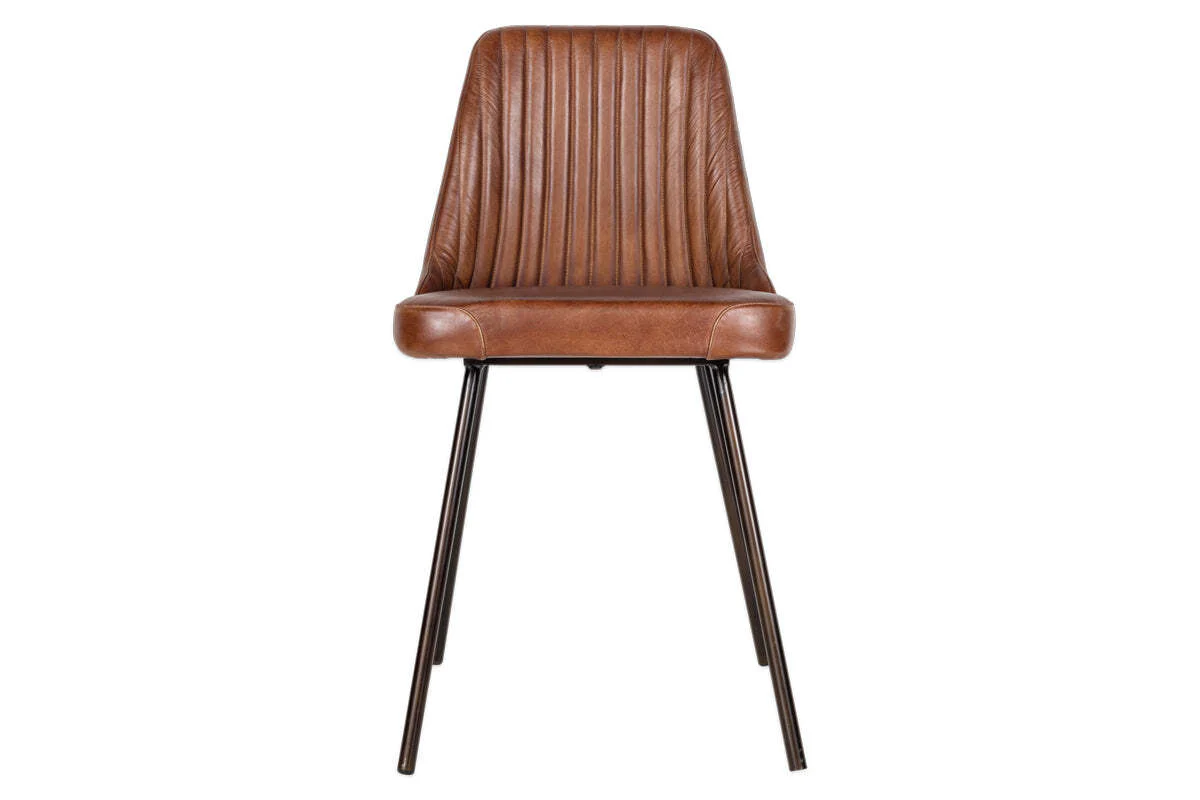 Harsha Leather Dining Chair - Chocolate Brown - Image 9