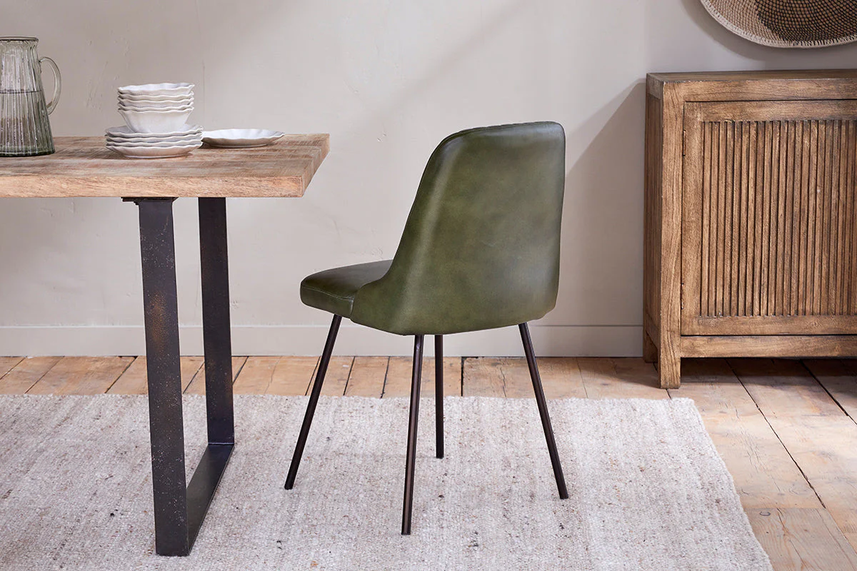 Harsha Leather Dining Chair - Rich Green - Image 4