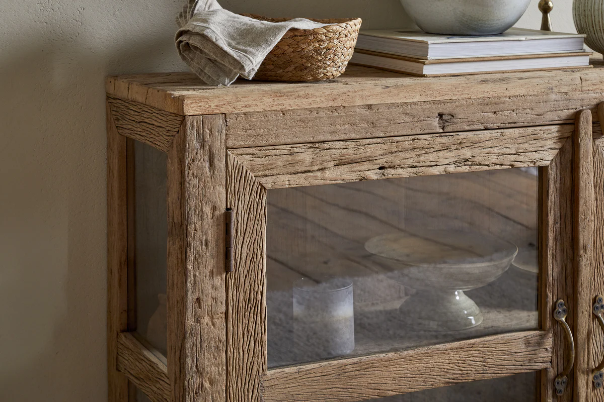 Ibo Reclaimed Wood & Glass Sideboard - Natural - Image 6