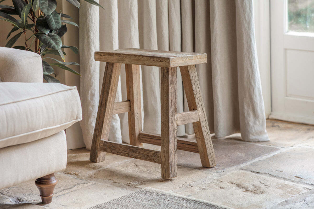 Ibo Reclaimed Wood Low Stool - Natural - Image 2
