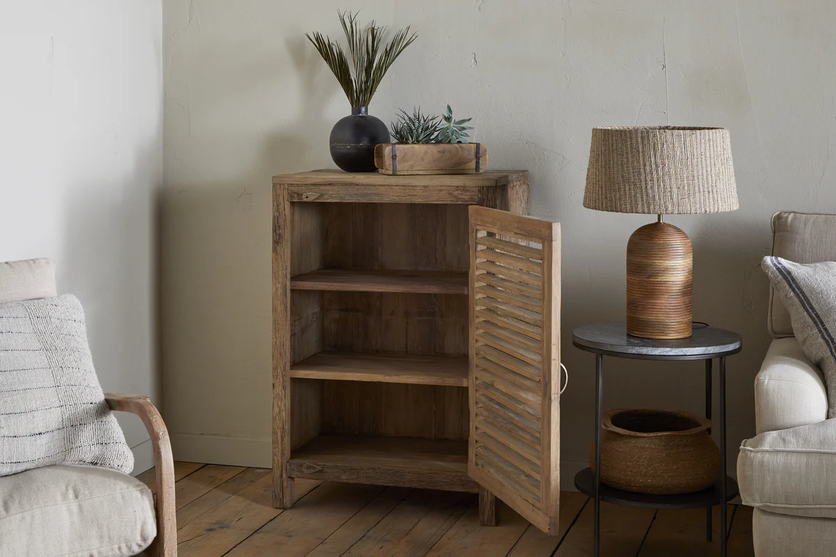 Ibo Reclaimed Wood Slatted Low Cabinet - Natural - Image 3