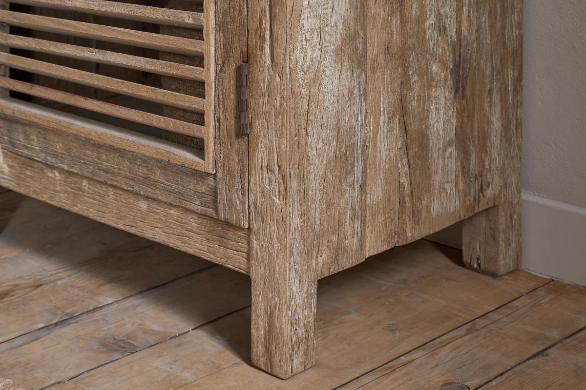 Ibo Reclaimed Wood Slatted Tall Cabinet - Natural - Image 8