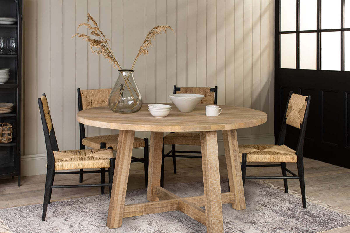 Indali Mango Wood Round Dining Table - Natural - Image 2