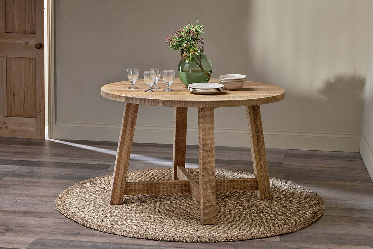 Indali Mango Wood Round Dining Table - Natural - Image 3