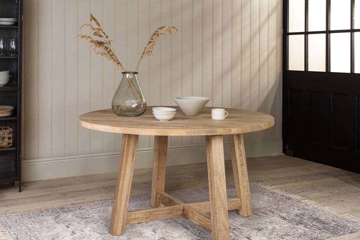 Indali Mango Wood Round Dining Table - Natural - Image 4