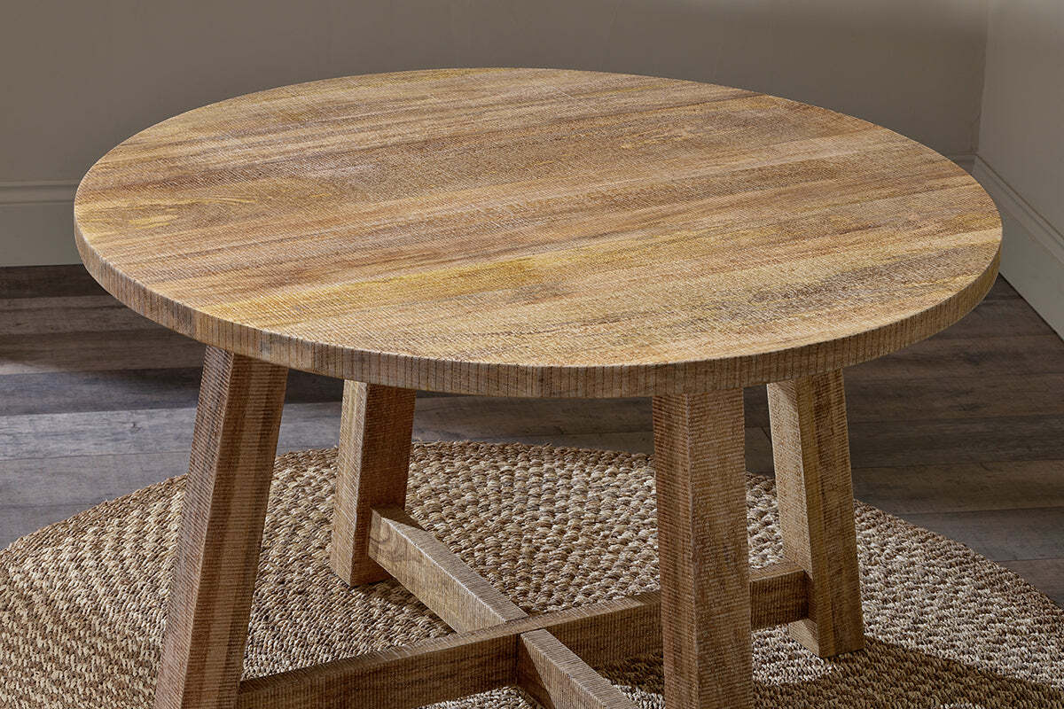 Indali Mango Wood Round Dining Table - Natural - Image 7