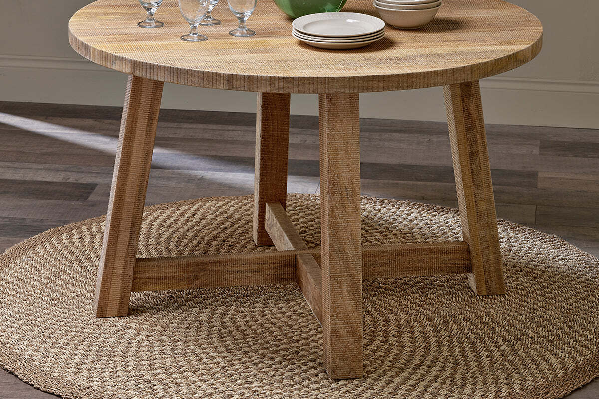 Indali Mango Wood Round Dining Table - Natural - Image 9