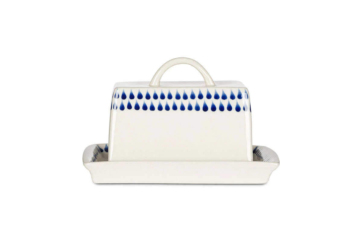 Indigo Drop Butter Dish - Cream & Indigo - Image 8
