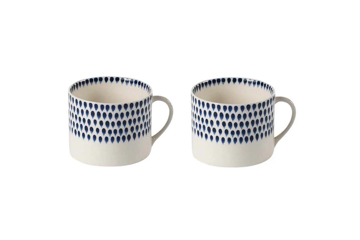 Indigo Drop Mug - Cream & Indigo - Large (Set of 2) - Image 4