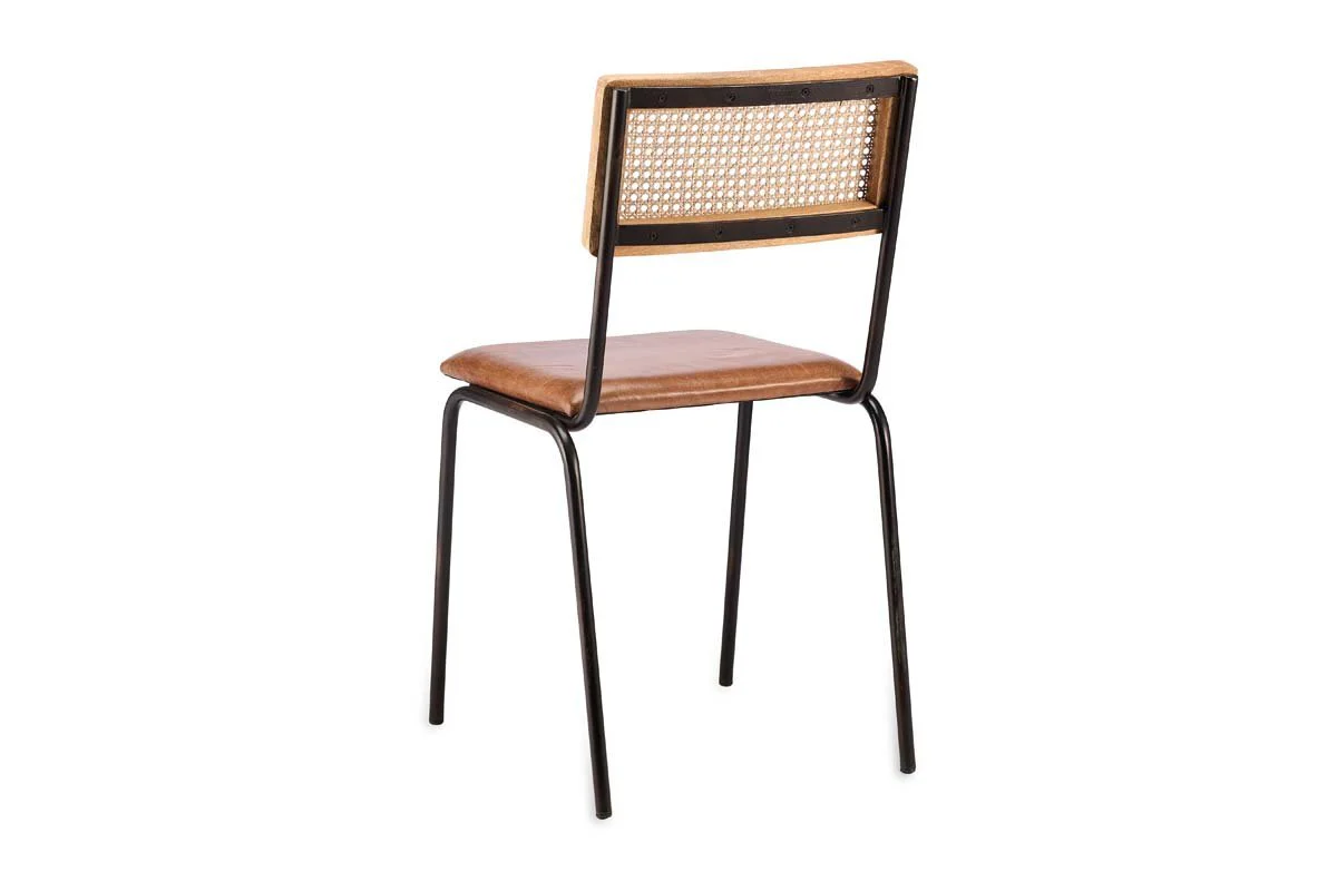 Iswa Leather & Cane Dining Chair - Tan - Image 8